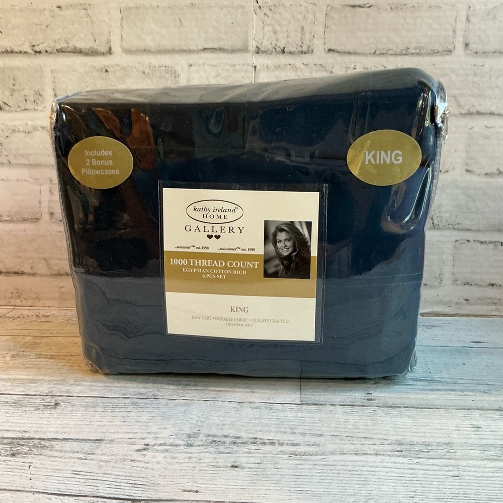 Kathy Ireland 6-Pc King Size 1000 tct Egyptian Cotton Blend Sheet Set - Picture 2 of 6